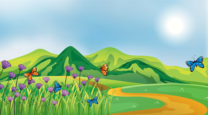 自然场景背景与蝴蝶在图片下载