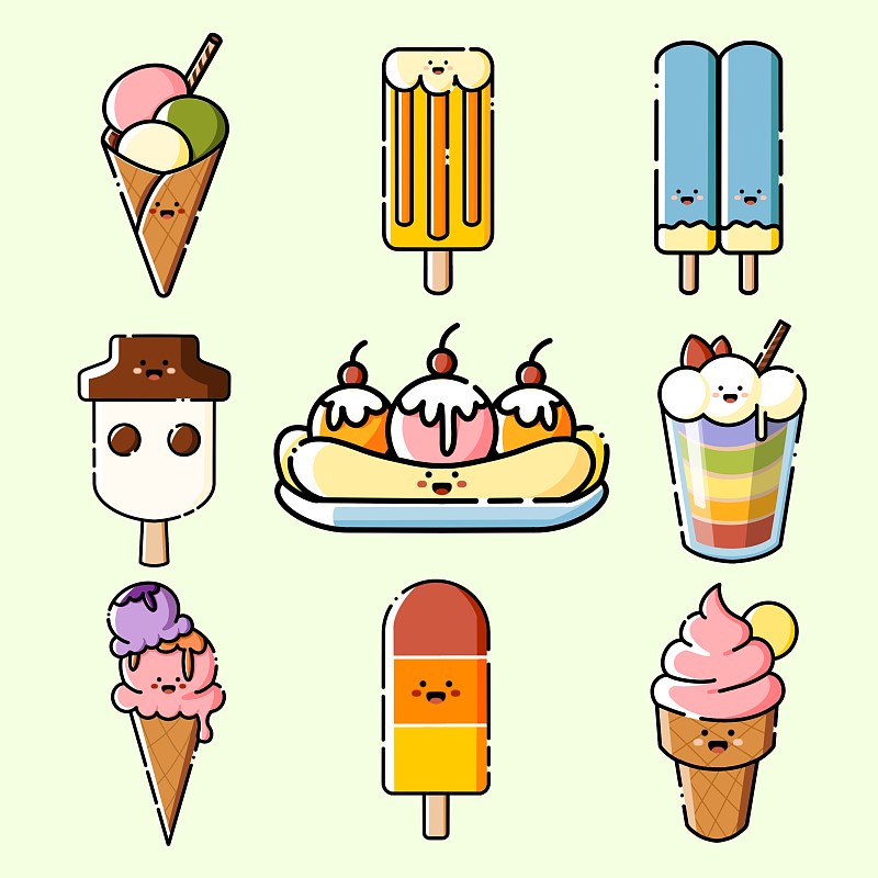 MBE风格冰淇淋雪糕插画下载