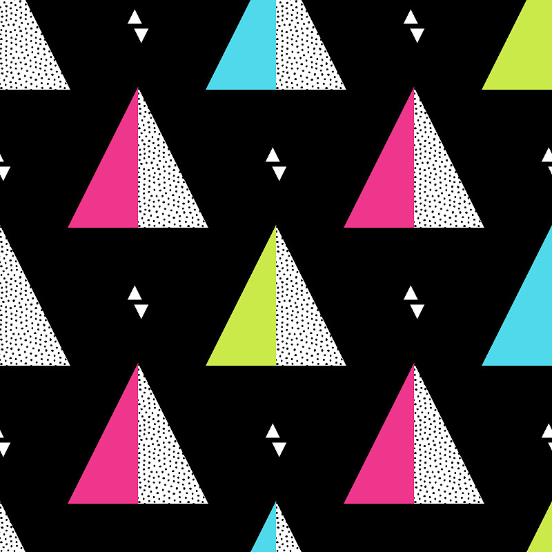无缝复古孟菲斯模式与三角形图片下载