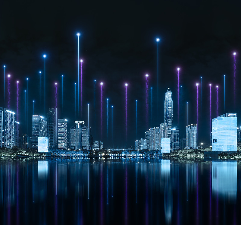 科技互联的深圳CBD繁华夜景图片素材