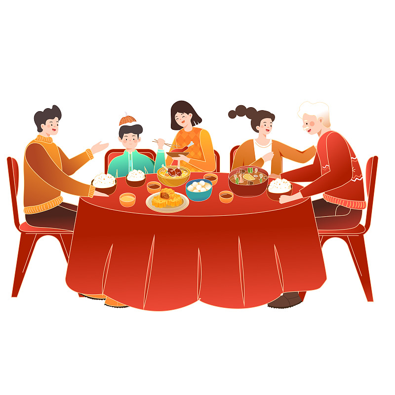 家人聚餐漫画图片