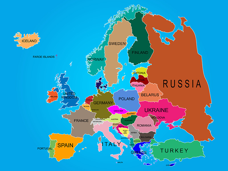 欧洲国家轮廓图图片