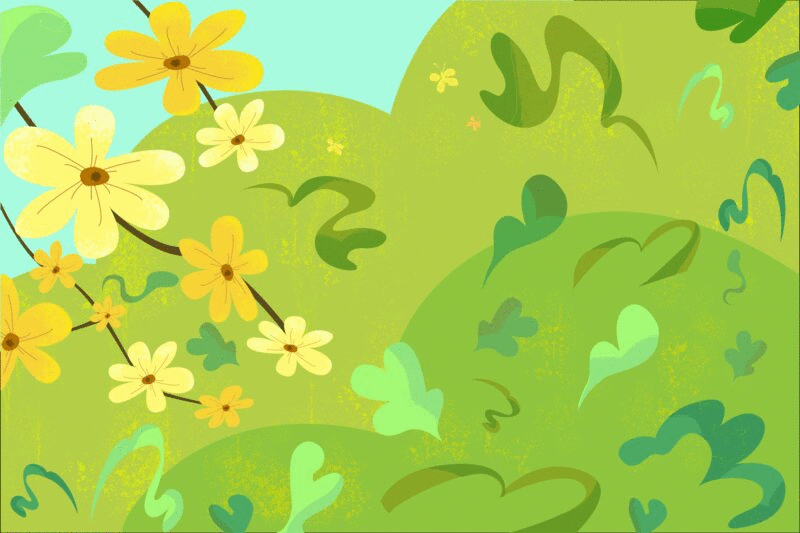 花簇草丛绿色清新自然二十四节气立春春分插画图片下载