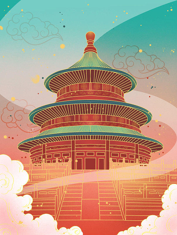 国潮城市插画-北京图片