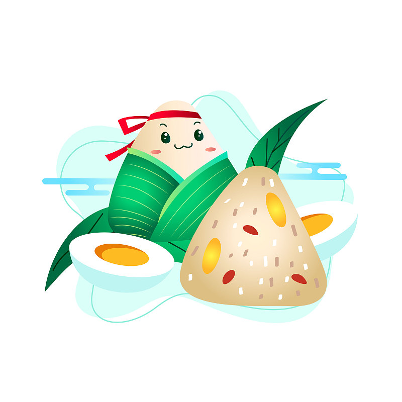 包粽子咸鸭蛋端午元素卡通图片素材