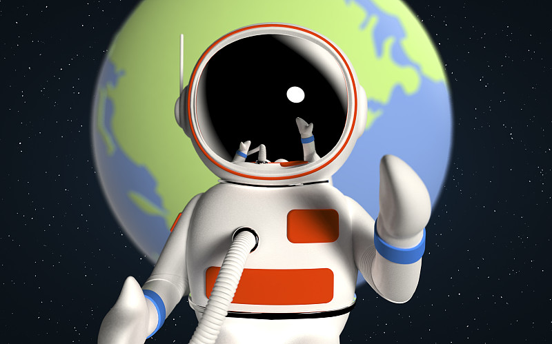地球和漂浮在太空中的宇航员图片下载