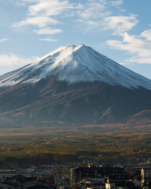 日本富士山，白雪皑皑的山峰图片下载