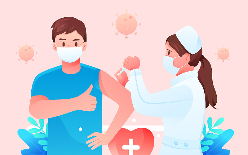 医生疫情接种新冠疫苗保障医疗健康矢量插图图片素材