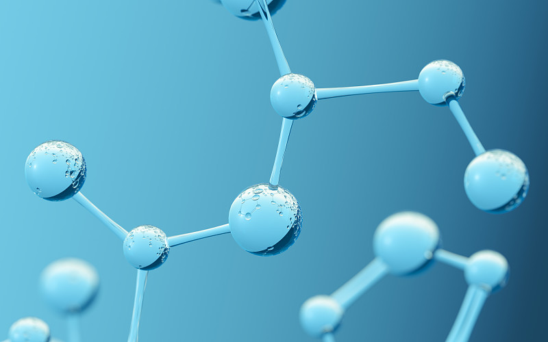 蓝色的微观分子 3D渲染图片下载