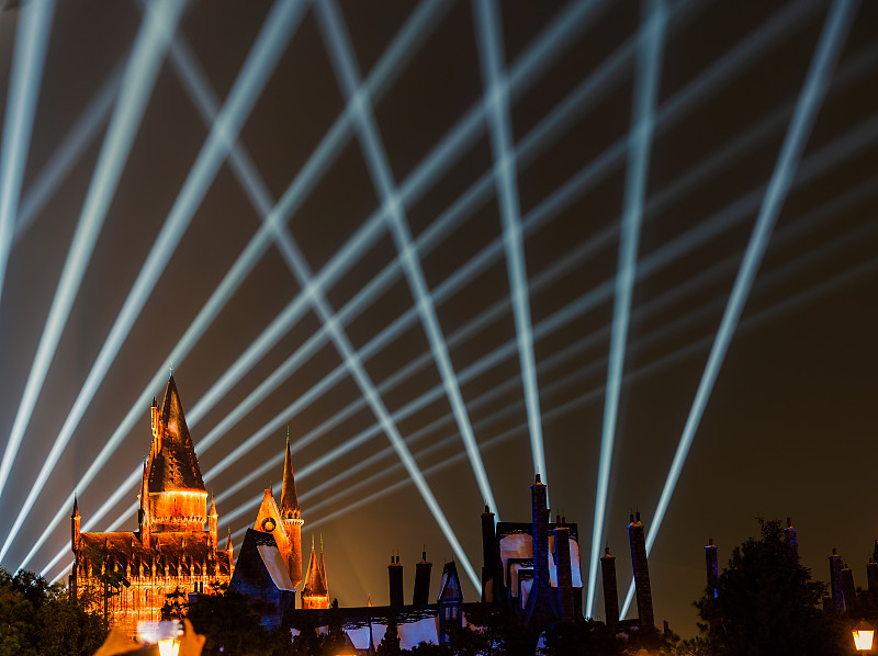 北京环球度假区霍格沃茨城堡夜晚灯光秀图片下载