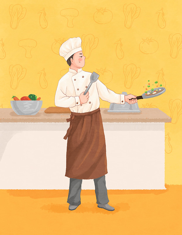 劳动节系列插画厨师2下载
