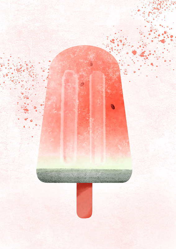西瓜味冰棍插画图片