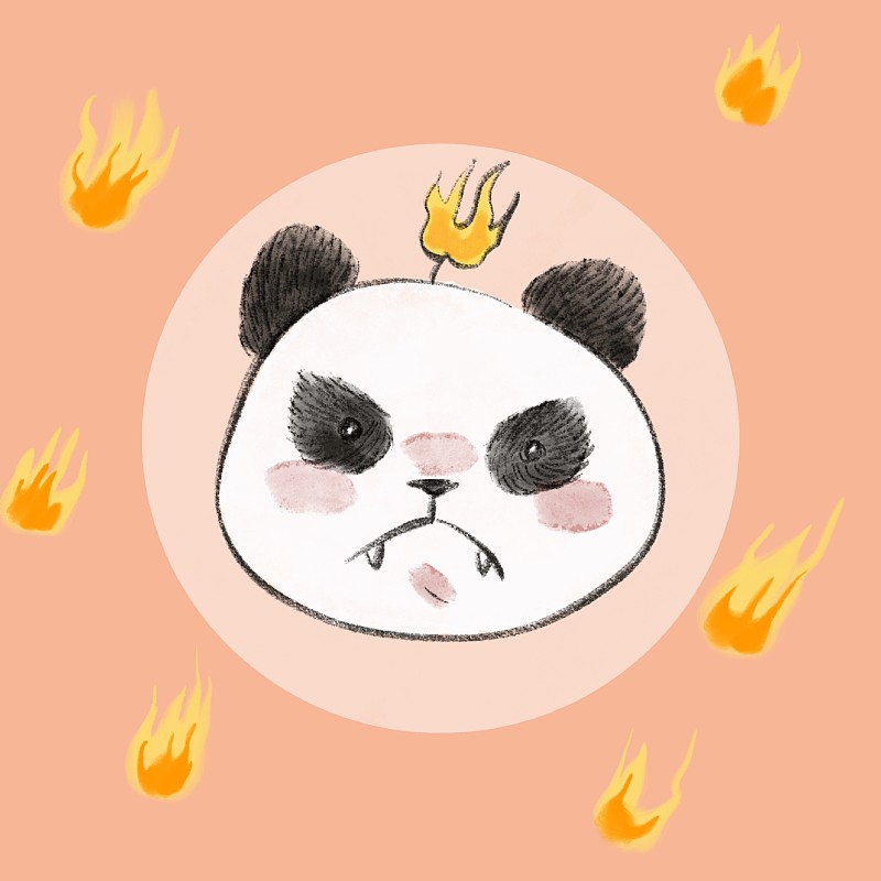 熊猫的喜怒哀乐插画图片
