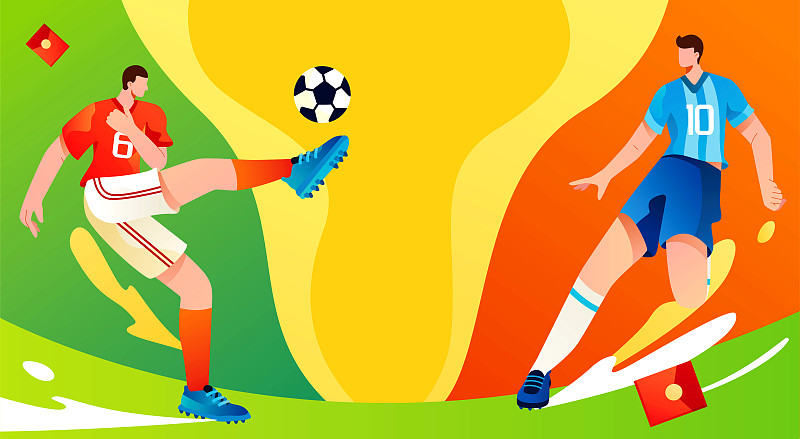 世界杯足球竞赛矢量分层插画下载