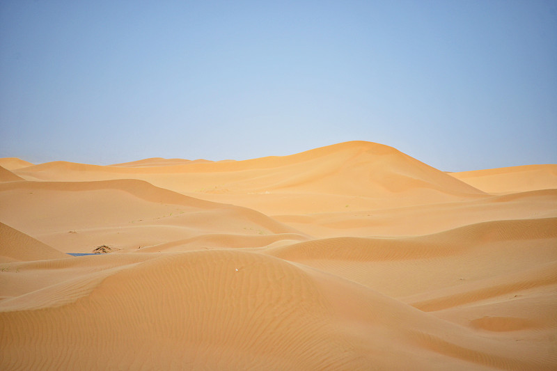 宁夏中卫市沙坡头景区腾格里沙漠蓝天下的沙漠风光图片下载