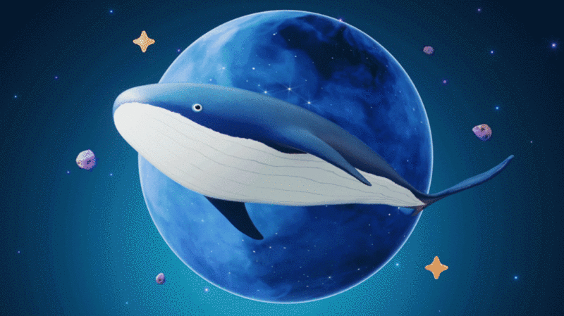 鲸鱼遨游在太空3D渲染插画下载