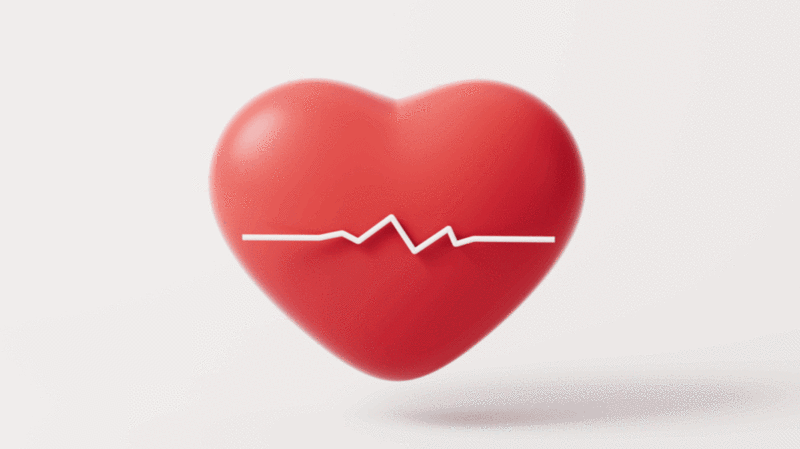 心脏与心电图循环动画3D渲染图片下载