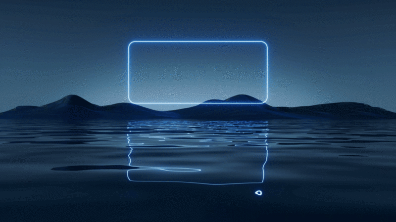 水面上的霓虹灯光线条3D渲染图片下载