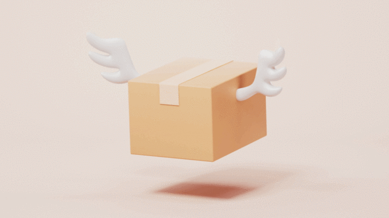 长翅膀的纸箱循环动画3D渲染图片下载