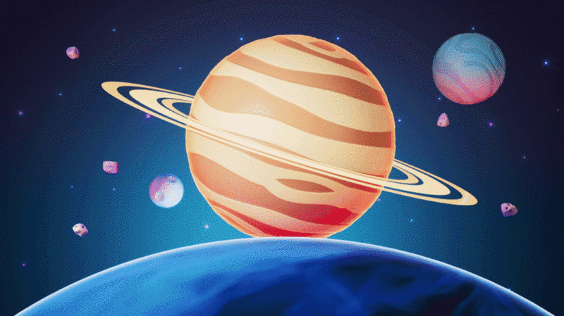 卡通风格星球与外太空3D渲染图片下载