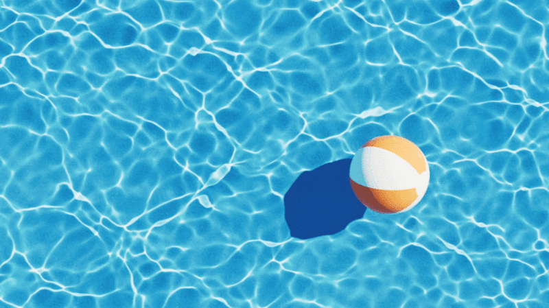 沙滩球与蓝色水波背景循环动画3D渲染插画下载