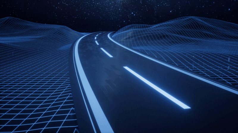 曲线的道路与数字空间3D渲染图片下载