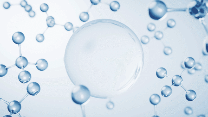 透明气泡与生物科技分子背景3D渲染插画下载