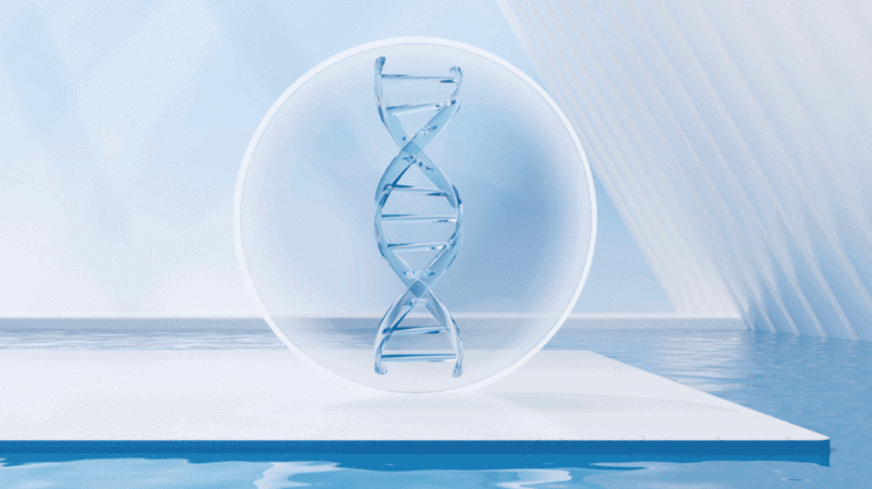 水面上的DNA结构生物科技概念动画插画下载