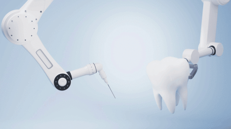 机械臂与牙齿健康概念3D渲染插画下载