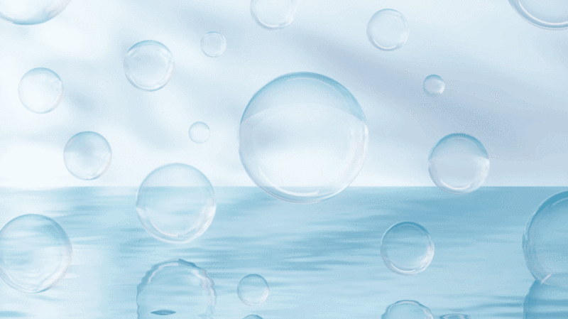 蓝色水面与气泡3D渲染图片下载