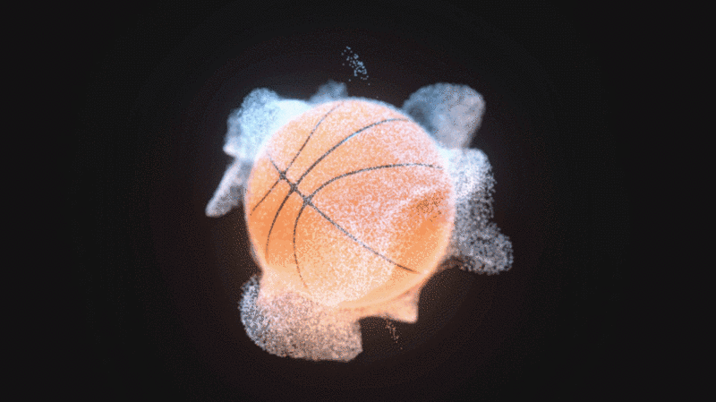 旋转的篮球与粒子特效插画下载