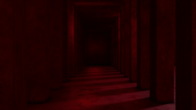 在深红色的古老隧道中前进插画下载