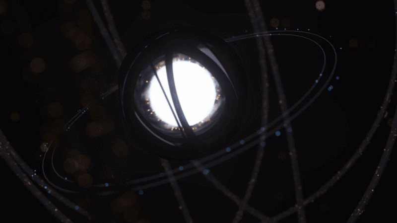 抽象发光球体与同心环绕结构3D渲染图片下载