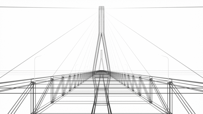 在桥梁线框中快速前行3D渲染图片下载