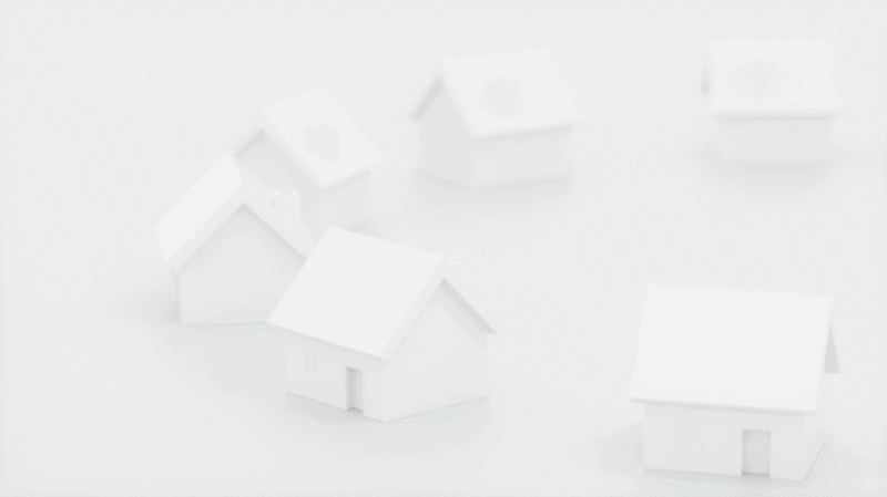 白色简约小屋模型环绕的红色小屋模型插画下载