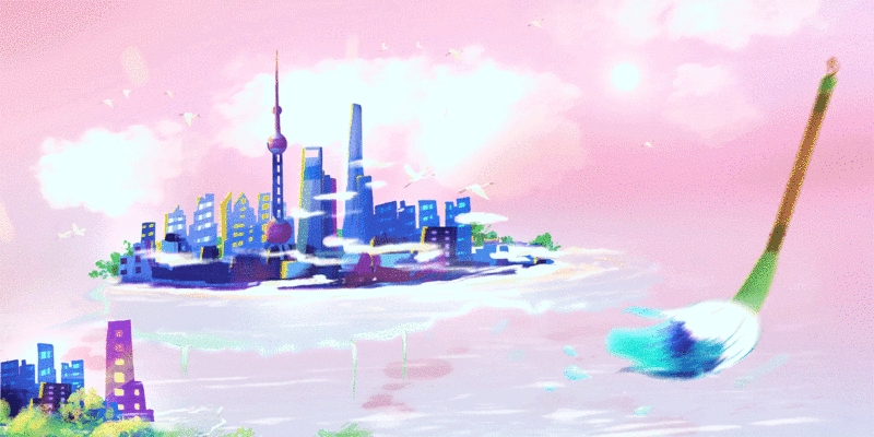 中国红上海浦东城市风景插图图片下载