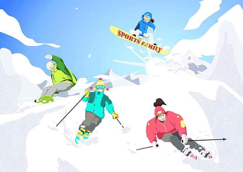 运动一家人滑雪图片素材