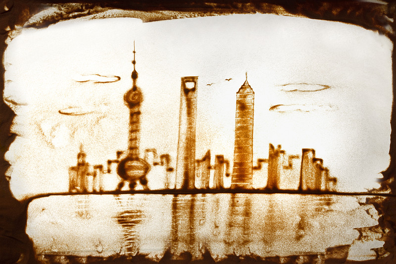 上海外滩沙画图片下载