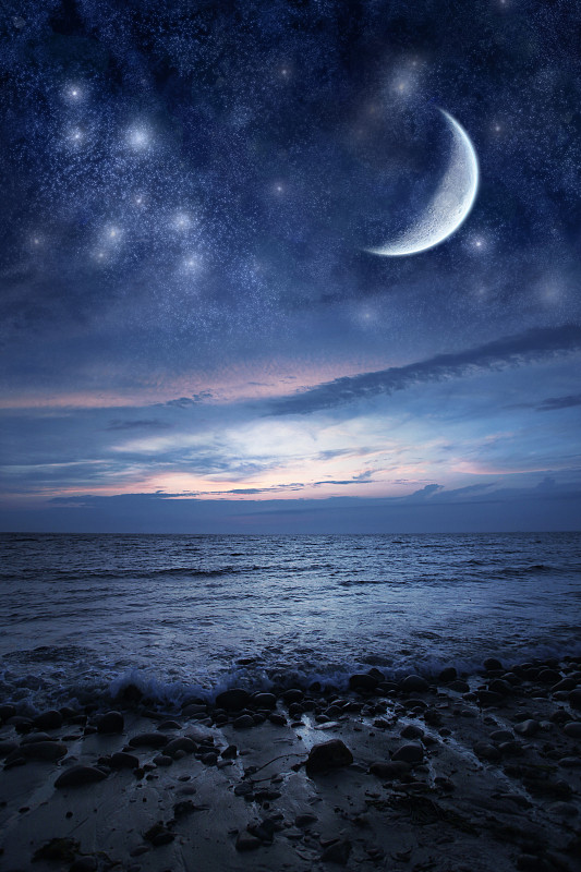 幻想月光海滩图片下载