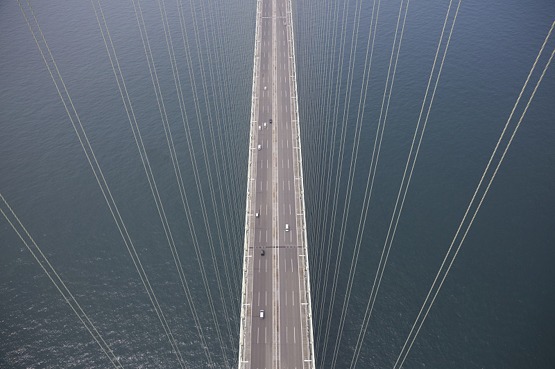 明石海峡大桥鸟瞰图图片下载