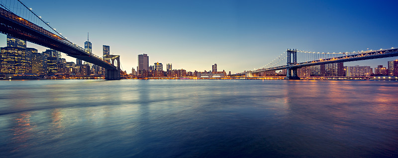 日落时分的纽约大桥图片下载