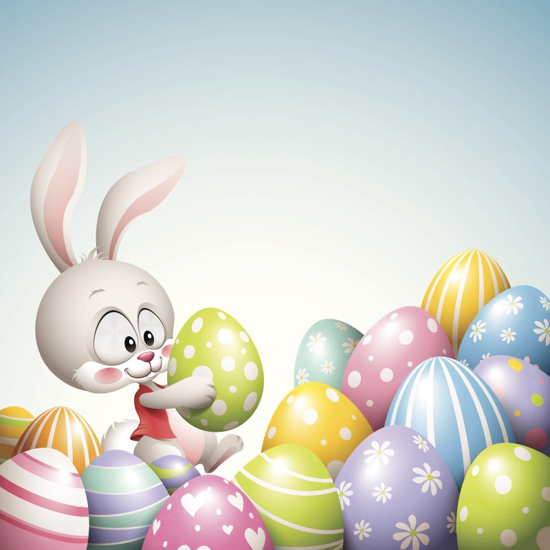 复活节兔子-一堆蛋图片素材
