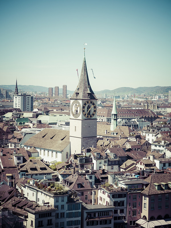 瑞士，苏黎世，老城，圣彼得图片素材