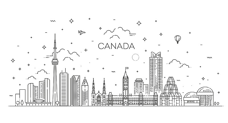 加拿大建筑线天际线插图图片素材