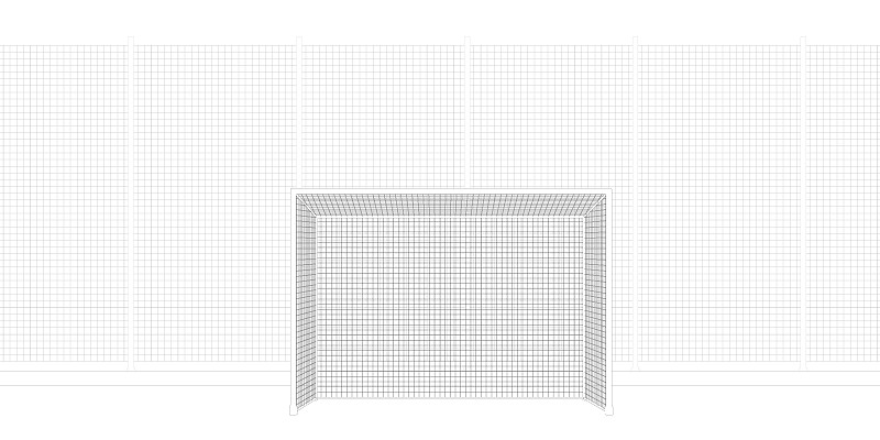 足球球门和栅栏的轮廓，由白色背景上孤立的黑线构成矢量图下载