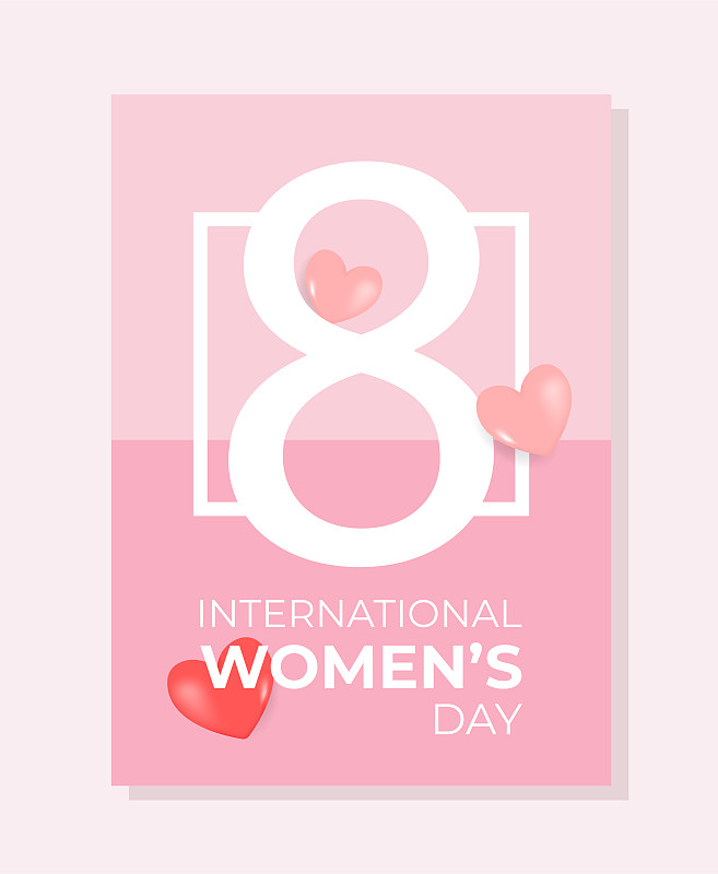 国际妇女节宣传单模板。3月8日。妇女节快乐理念。向量模板与可爱的女人卡片，海报，传单。图片下载