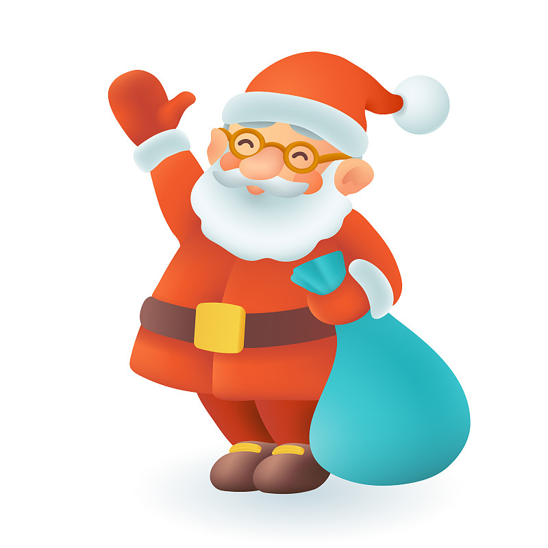 快乐的圣诞老人人物挥舞3D图标图片下载