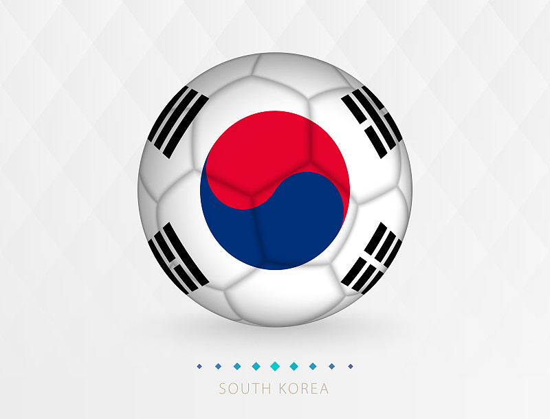 印有韩国国旗图案的足球，印有韩国国家队国旗的足球。图片下载