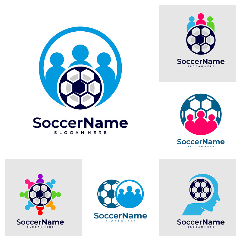 集合人足球标志模板，足球标志设计矢量图片下载