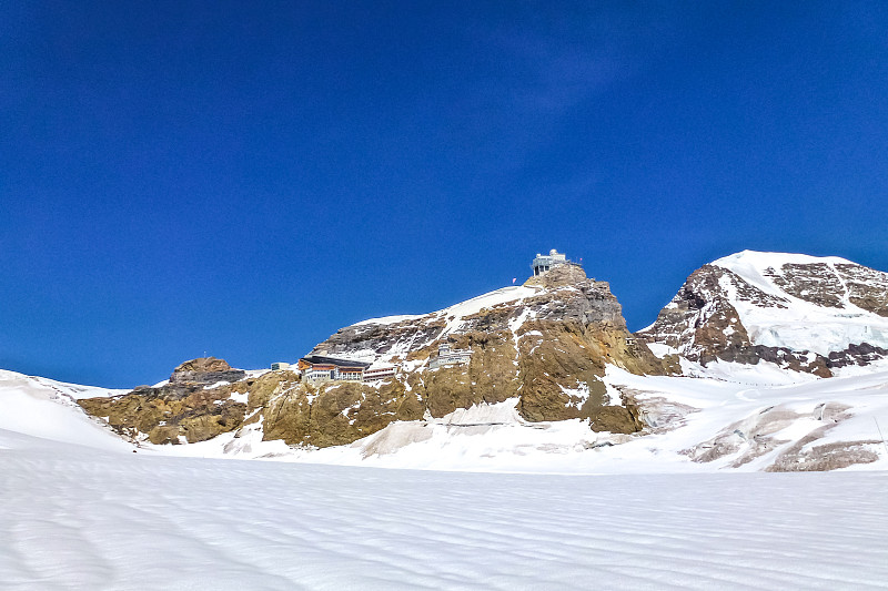 从上Aletsch冰川到Jungfrauenjoch(欧洲之巅)的景色。高地少女之旅，伯纳·阿尔本，施维茨，欧洲。图片下载
